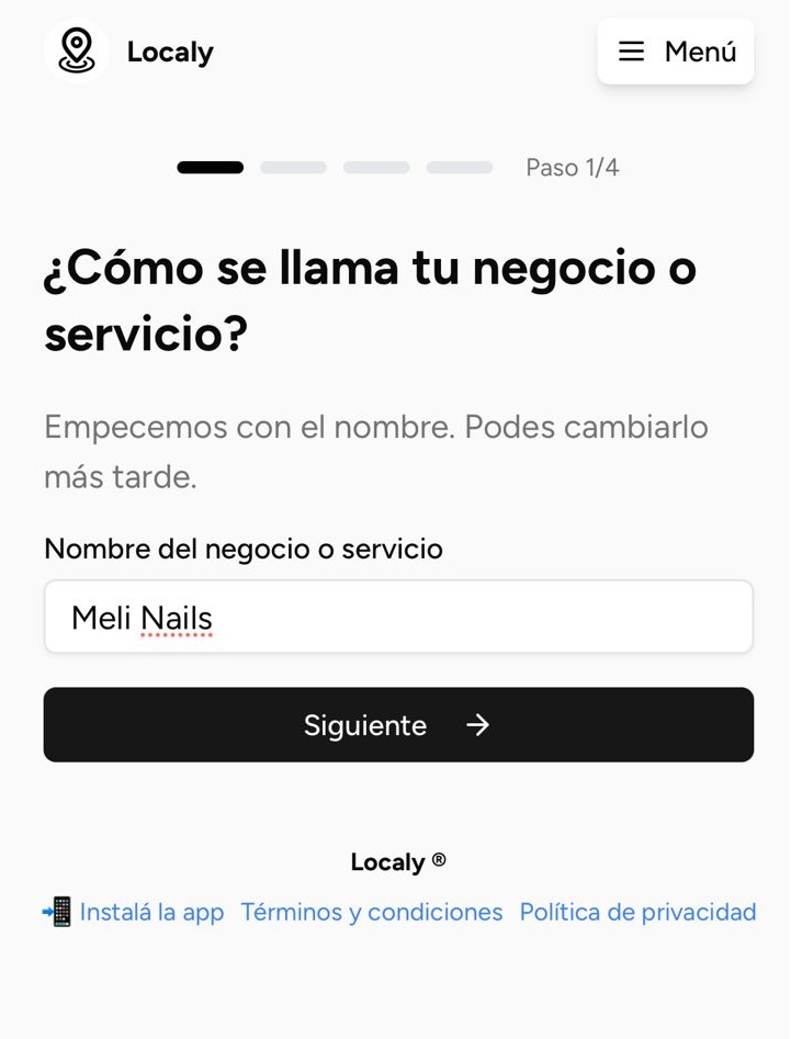 Creacion de negocio en Localy